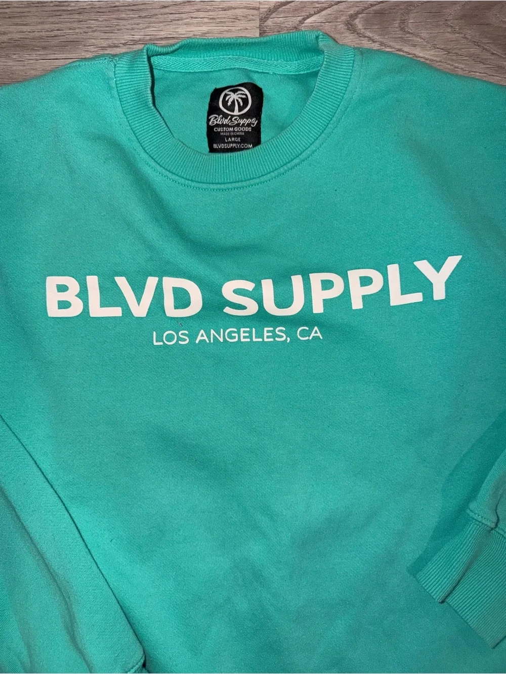 BLVD Teal Crewneck Sweatshirt with White Logo